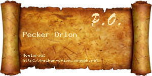Pecker Orion névjegykártya